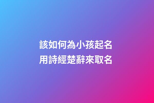 該如何為小孩起名 用詩經楚辭來取名
